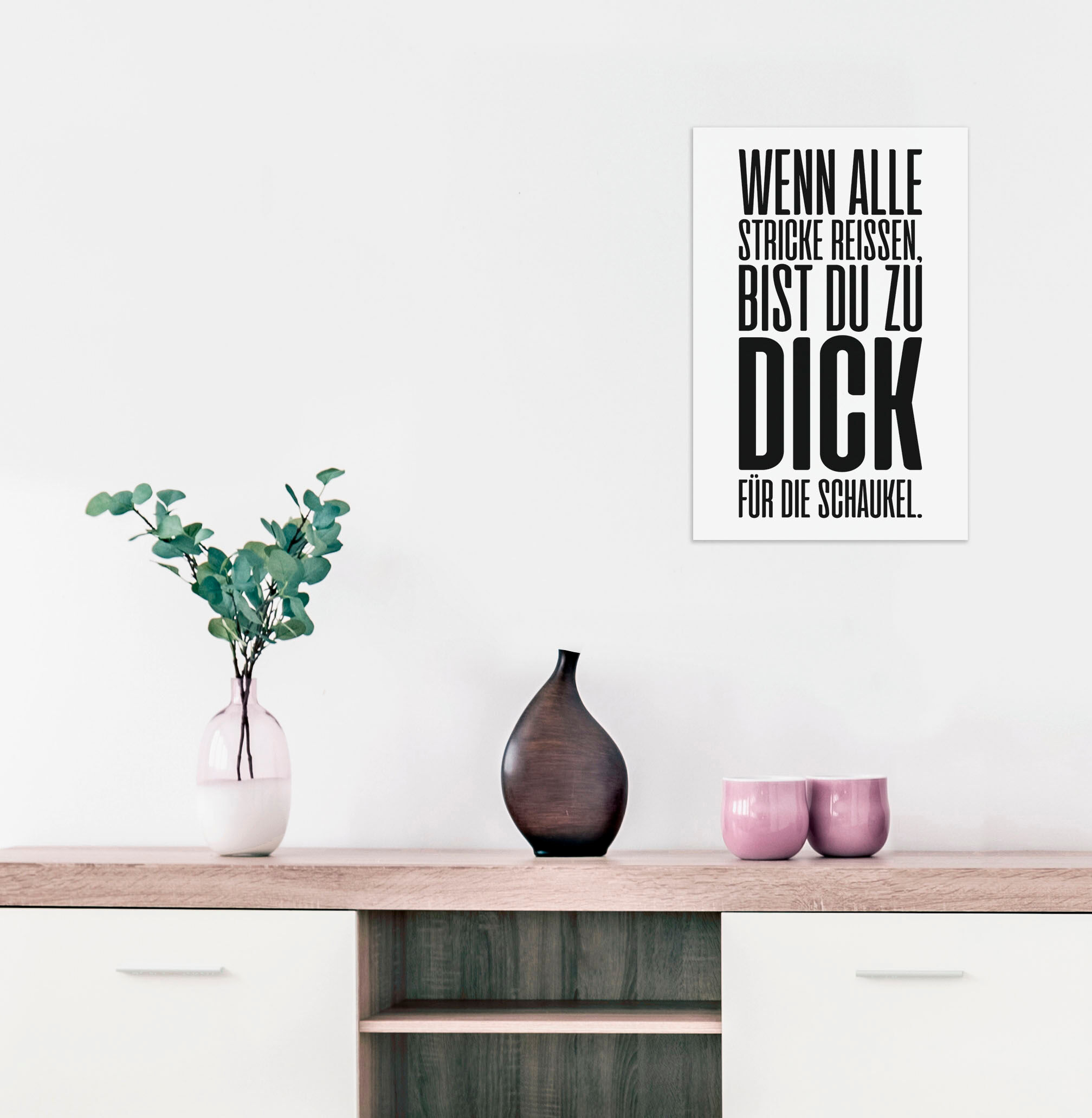 Wanddekoobjekt QUEENCE "Wenn alle Stricke reissen, ...", schwarz (schwarz, weiß), B:30cm H:45cm T:0,1cm, Stahl, Wanddekoobjekte, Wanddekoobjekt, Stahlschild, Blechschild, Spruch, Witzig, Wanddeko, retro, 20x30cm schwarz, weiß B/H/T: 30cm x 45cm x 0,1cm, S