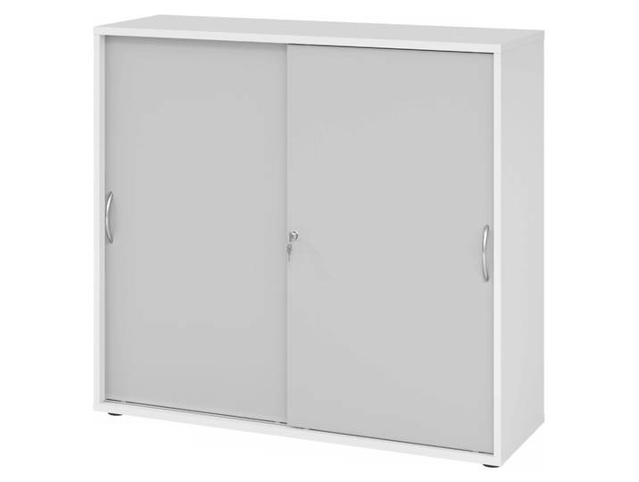 BETA S 1753S Schiebetürenschrank 3 OH Bogengriff Metall Weiß/Grau