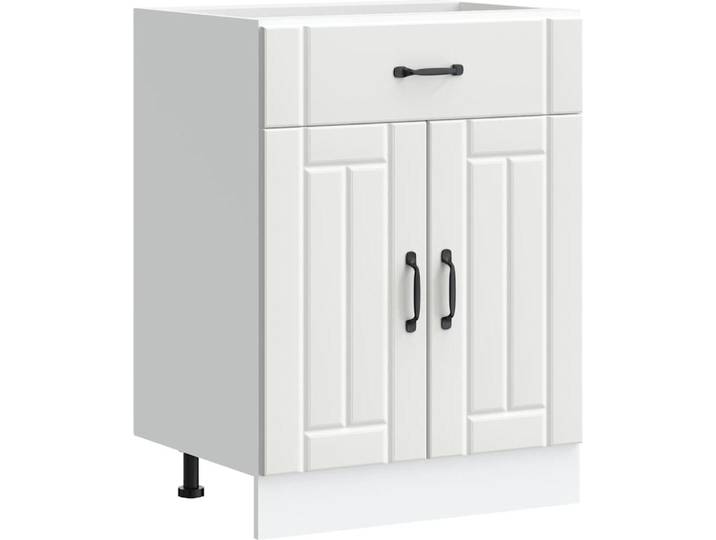 vidaXL Armoire basse de cuisine Lucca Blanc Matériau dérivé du bois