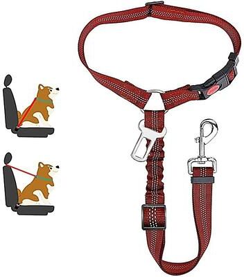 Uplifted Finds New Solid Two in one Dog Harness Leash Adjustable Pet Backseat Safety Belt red
