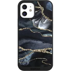 Nivocase Handyhülle für Apple iPhone 12 Hülle NIVOpure Case Schwarz Glitzer Look Marmor Trends (Apple iPhone 12), Smartphone Hülle, Schwarz