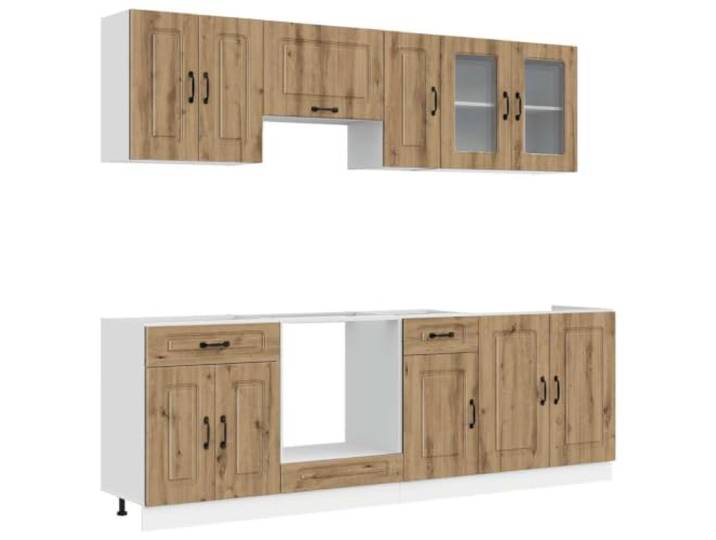 HKTMGDNG Küchenzeile 8-tlg. Küchenschrank-Set Kalmar Artisan-Eiche Modernes 8-teiliges Möbel-Set für die Küche bietet flexiblen Stauraum durch Hängeschränke und verstellbare Füße.