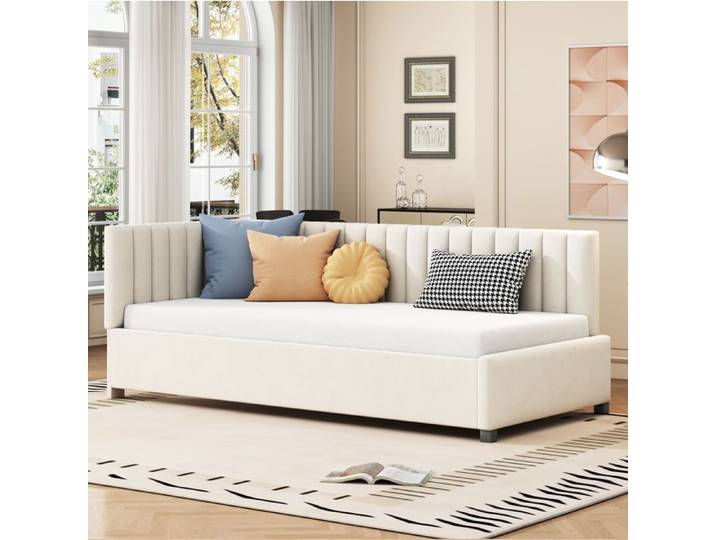 Lit banquette SENVIRO multifonction beige 90 x 200 cm