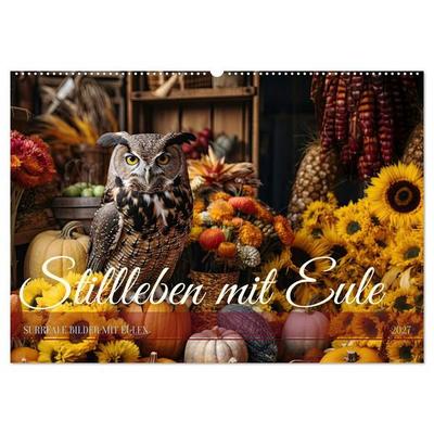 Stillleben mit Eule (Wandkalender 2027 DIN A2 quer), CALVENDO Monatskalender
