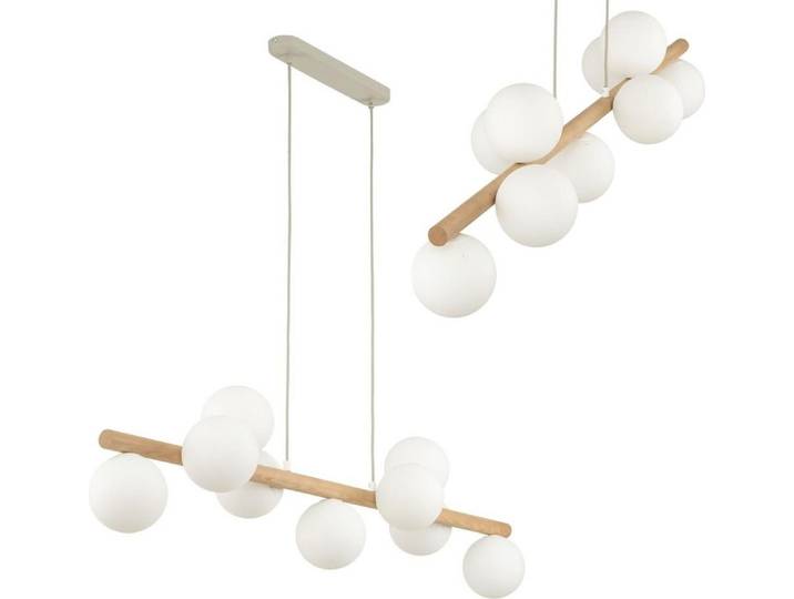 Tk Lighting Hängeleuchte Estera Opalglas Holz Neunflammig Hängelampe Leuchte