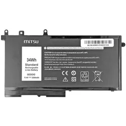 Mitsu BATTERY BC/DE-E5580 (DELL 3000 MAH 34 WH) - Batterie (3 Zellen, 3000 mAh), Notebook Akku, Schwarz