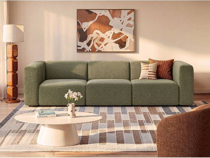 Modulares Sofa 4-Sitzer aus Chenille-Stoff in Grün - TORISO
