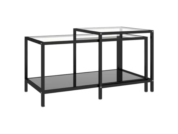 Beistelltisch 90 x 45 x 45 cm aus Hartglas pulverbeschichteter Stahl Hartglas und pulverbeschichteter Stahl, platzsparend untereinander verstaubar, für Wohnzimmer und Couch, 2 Stück im Set
