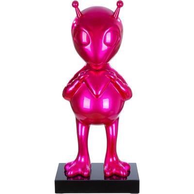 Skulptur GILDE "Skulptur Alien auf Base", pink, B:30cm, Kunstharz, Dekofiguren