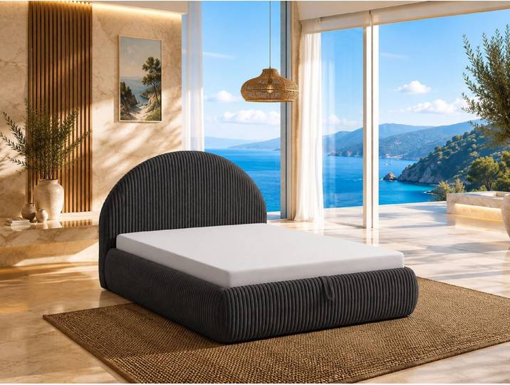 Best for Home Boxspringbett TEDI Polsterbett mit Bettkasten, Cord-Kopfteil & Bonell-Federkern (Set, 1-St., Polsterbett mit Bettkasten), Gerundetes Cord-Kopfteil, integrierter Bettkasten mit Gasdruckfedern