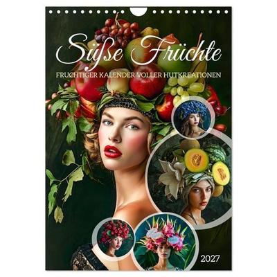Süße Früchte - Fruchtiger Kalender voller Hutkreationen (Wandkalender 2027 DIN A4 hoch), CALVENDO Monatskalender