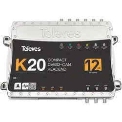 Televes Kompaktkopfstelle K20-12 12 Transponder,DVB-S2 in QAM, SAT Zubehör, Silber, Schwarz