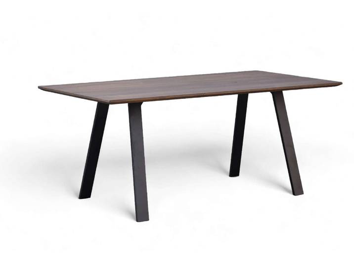 Esstisch, Massivholz Wildeiche, Braun-Schwarz, 180×90 cm, A-Form Metallgestell, Landhaus, Home-affaire
