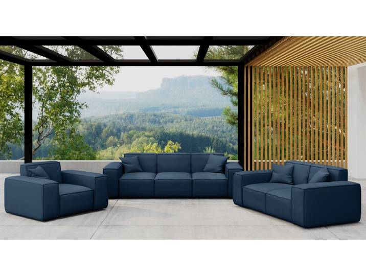 Kaiser Möbel Gartenmöbel-Set 3 2 1 für Garten, Terrasse, Gartenmöbel, MALIBU Lounge-Set, gemütlich und komfortabel Marineblau