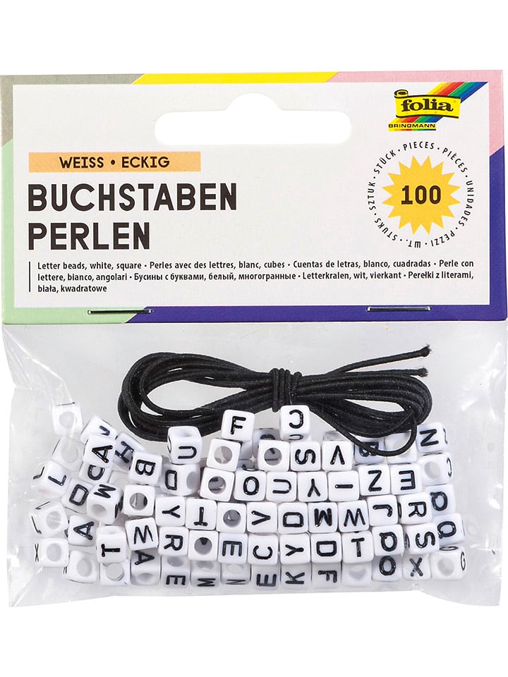folia PAPER Bastelset "Buchstaben-Perlen" in Weiß - onesize