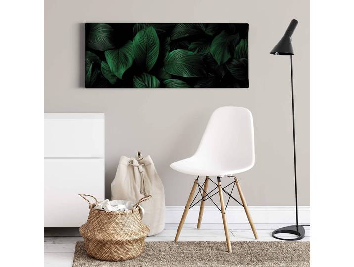 Leinwandbild Leaves Background Polyester PVC / Fichtenholz Grün 100 x 40cm