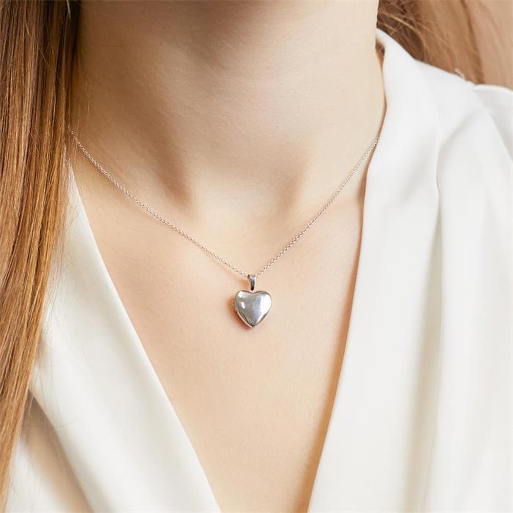 Unique Medaillon Herz aus 14K Weißgold gravierbar silber
