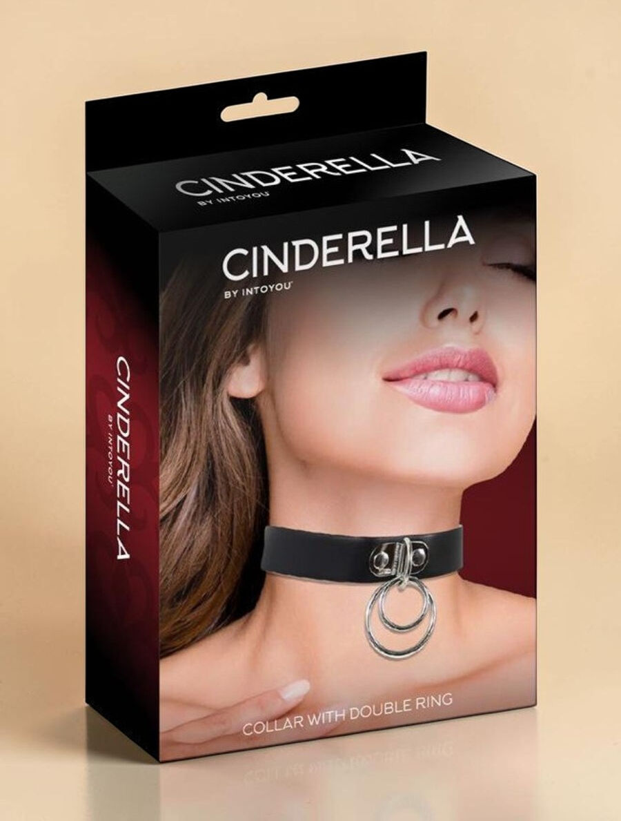 CINDERELLA Collier érotique en cuir vegan avec double anneau