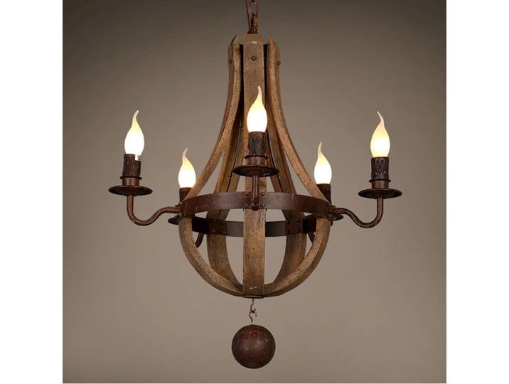Lustre en bois Vintage rétro, décoration, luminaire de salon, chambre à coucher, Loft, maison, pays américain, Rural, bougie