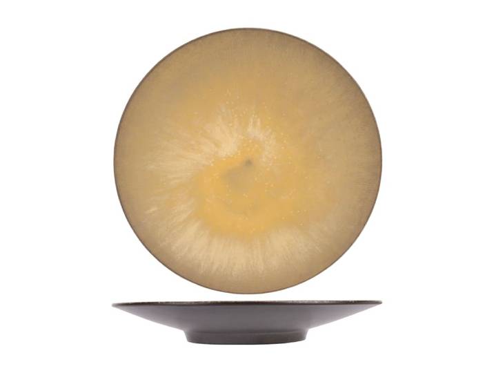 Lot de 3 Assiettes plate en Céramique, jaune, D 28 cm