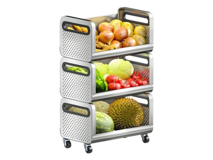 MJJRWF Küchenrollwagen mit Feststellbaren Rollen Dichter Boden, belüftete Seiten, feststellbare Rollen(40x28x74.5cm)