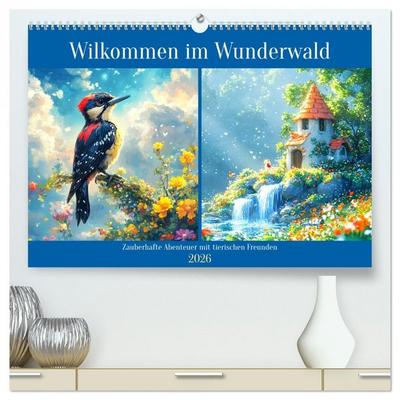 Willkommen im Wunderwald. Zauberhafte Abenteuer mit tierischen Freunden (hochwertiger Premium Wandkalender 2026 DIN A2 quer), Kunstdruck in Hochglanz