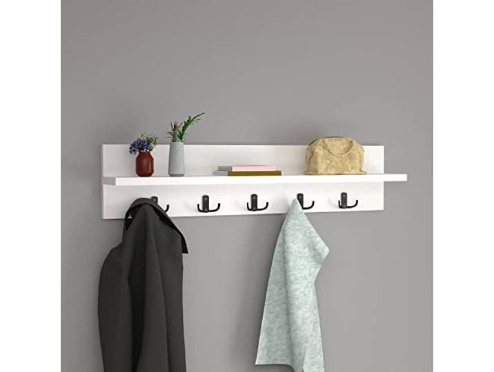 [en.casa] Wandkapstok Hammarö met plank 80x13x18 cm wit
