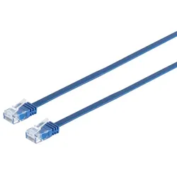 Patchkabel Cat. 6 flach, U/UTP, blau, 2m