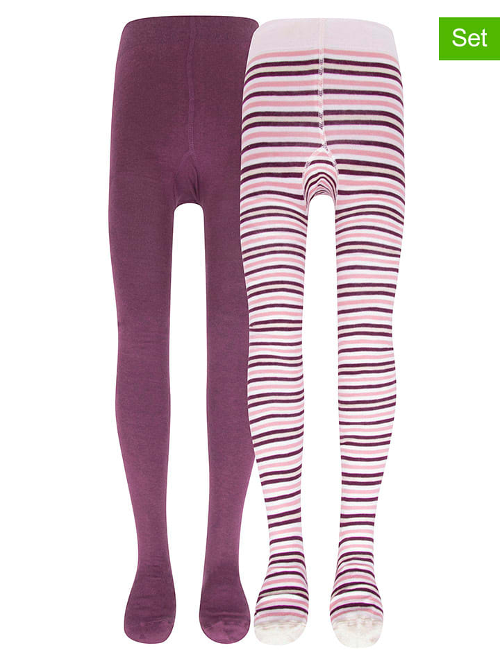 ewers 2er-Set: Strumpfhosen in Violett/ Creme - 122