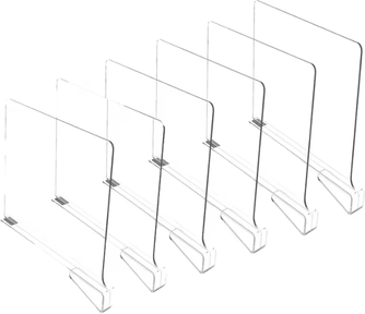 Inspire Curations Transparent Closet Shelf Dividers For Wardrobe Organization 6pcs
