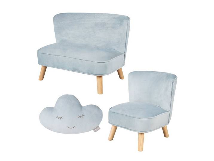 roba® Kindersitzgruppe Lil Sofa, Kindersofa, Kindersessel & Dekokissen aus Samtstoff