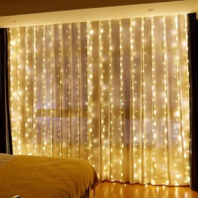 GlowBake LED Curtain Lights: USB Remote Control Fairy String Warm White 6W*3H