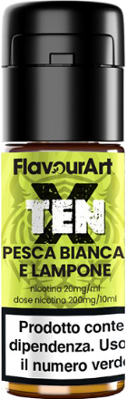 Flavourart Pesca Bianca E Lampone Tenx Nic Salts Liquido Pronto 10ml