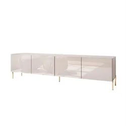 TV-SCHRANK COLGANTE 200 Kaschmir Hochglanz, ohne LED, Gerade goldene Füßen