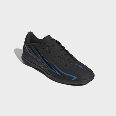 Fußballschuh ADIDAS PERFORMANCE "F50 HYPERFAST CLUB", Herren, Gr. 47, schwarz (core schwarz, core schwarz, lucid ray blau), Synthetik, Schuhe Fußballschuh, für Hallenboden