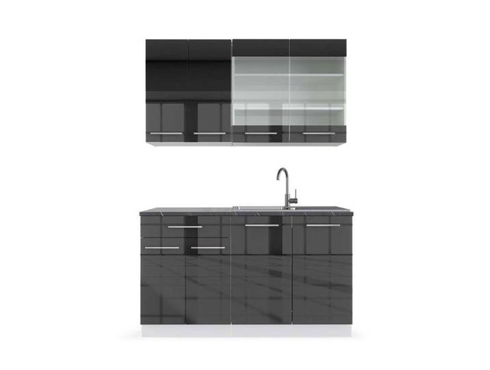 Cuisine Fame-Line 140cm PT Anthracite Anthracite Haute brillance/Blanc Vicco 42732