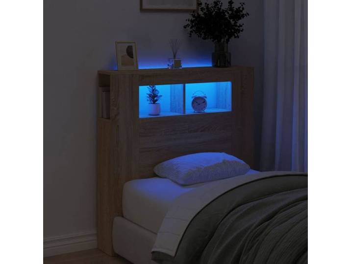Tête de Lit à LED Tête de Cadre de Lit Accessoire de Lit Simple Meuble de Chambre à Coucher Maison Intérieur 837332