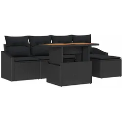 vidaXL Garten Essgruppe mit Kissen Schwarz, Braun