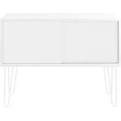 Bisley MultiRange Sideboard in Weiß - Büroschrank mit Schiebetüren 100cm breit, Retro-Design Kommode aus Holz & Metall, Schrank für Ordner, Bücher &