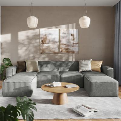 Lancaster Home Contemporary 6 Piece Modular Sectional Sofa with 2 Ottomans