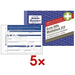 Avery Zweckform 5x Erste-Hilfe-Meldeblock »313«, 14.8x10.5 cm