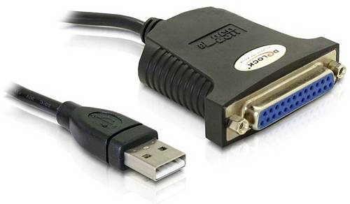 Delock USB-Kabel USB 1.1 USB-A Stecker, Parallel DB25 Buchse 0.80m Schwarz 61330
