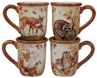 Certified International Pine Forest 16 oz. Mugs, Set of 4