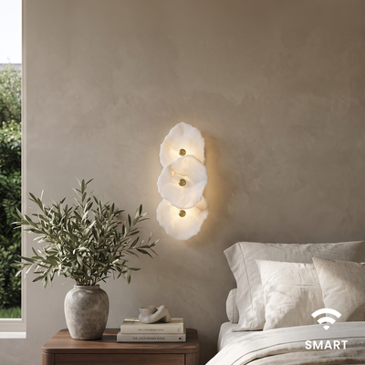 "Alba Sconce (Smart)   Alabaster Petal Wall Sconce   23"" x 7"" / App + Remote Control   MOD LIGHTING"