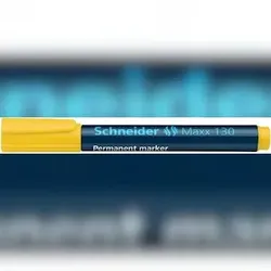 Schneider Permanentmarker Maxx 130, mit Rundspitze, 1 - 3 mm, gelb, Gehäuse besteht aus 95% Recycling-Kunststoff