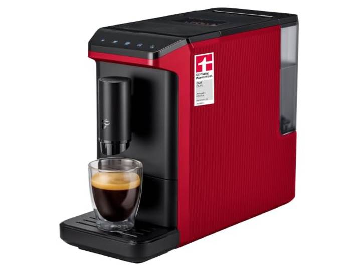 Tchibo Kaffeevollautomat Esperto mini, Rot, nur 16 cm breit Zubereitung von Espresso, Caffè Crema und Caffè XL, 1,1 l Wassertank, einfache Reinigung