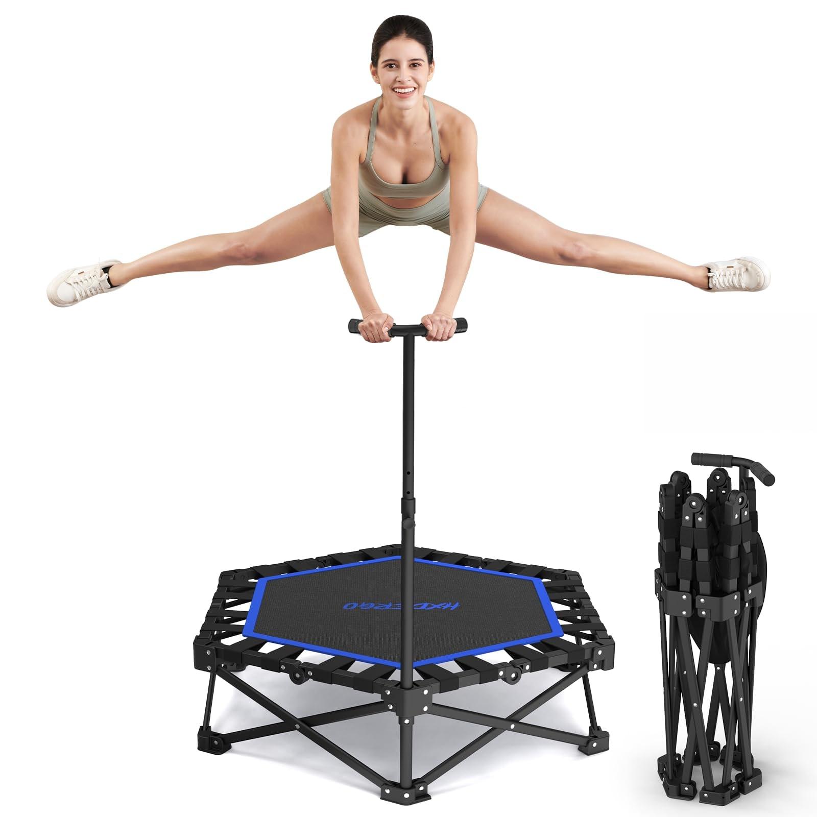 Fitnesstrampolin Rebounder Gymnastiktrampolin - Ø 106,5 cm - Klappbar - Höhenverstellbar - Mit Haltegriff