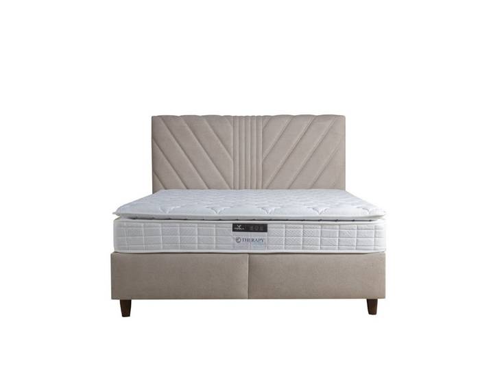 Villa Möbel Boxspringbett Therapy (Bett (ohne Matratze), Liegefläche:100x200), Polsterbett ohne Matratze mit hohem gepolstertem Kopfteil