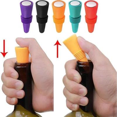 Inspired Living Premium Reusable Silicone Wine Bottle Stopper Leak Proof Wine & Champagne Seal orange