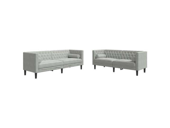 vidaXL Ensemble de 2 canapés Chesterfield avec traversins gris clair velours